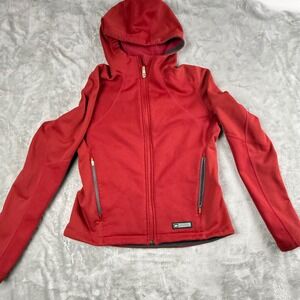 REI Co-op Polartec Fleece Hoodie Womens Medium Red Full Zip Lightweight Jacket